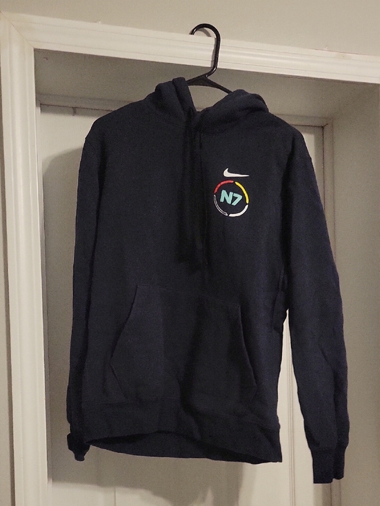 Nike Other - Nike N7 Navy Blue Pullover Hoodie with Multicolor Logo